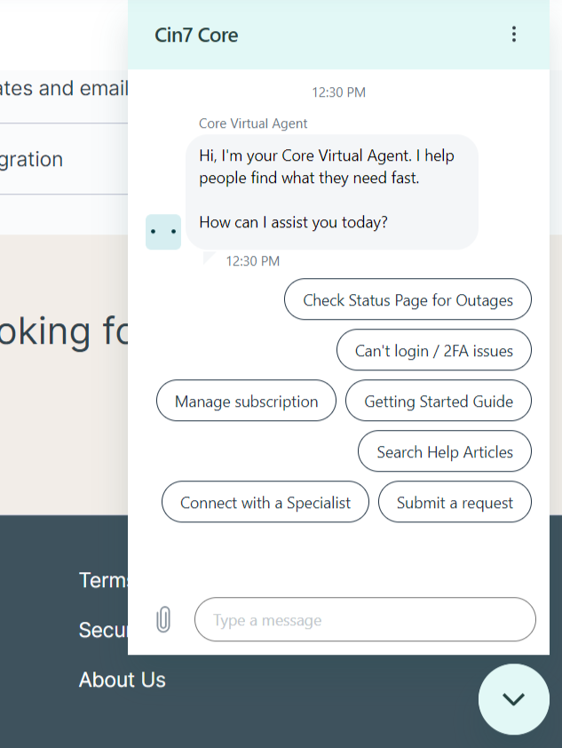 Cin7 Core chat
