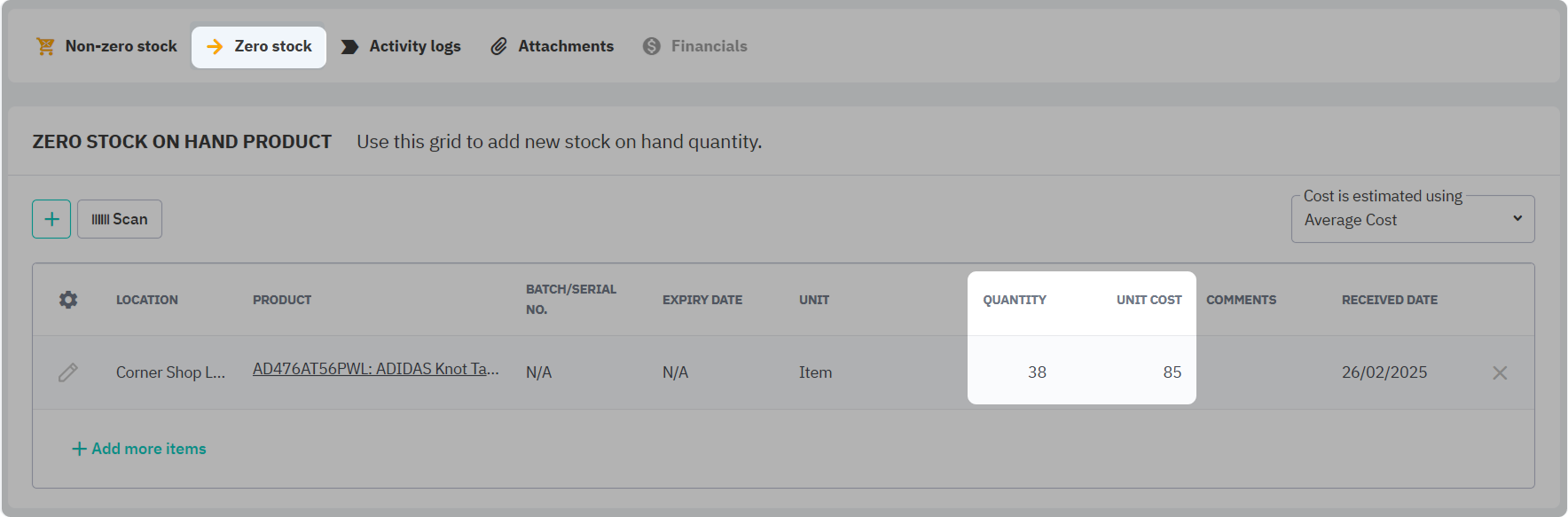 add new stock with correct value to finish stock revaluation