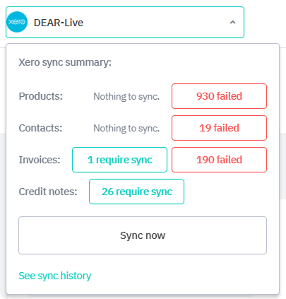 View the status of your connection to Xero