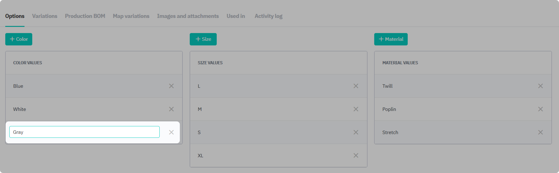 Add a new option to product family BOM
