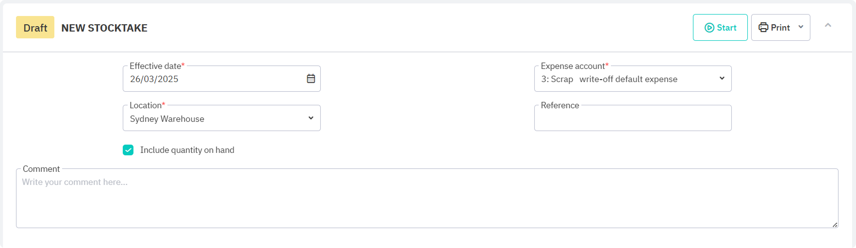 Add stockdate date, location, and account