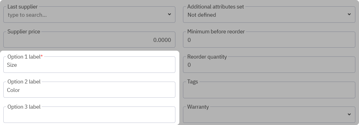 add option names to a product family