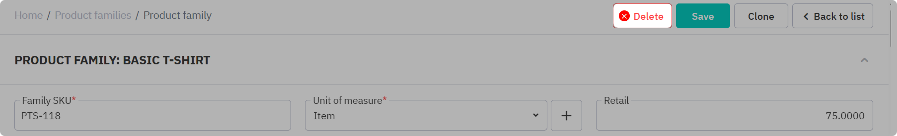 Delete a single product family