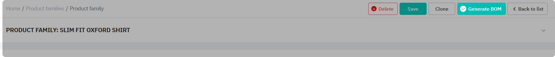 Generate product family BOM for variations