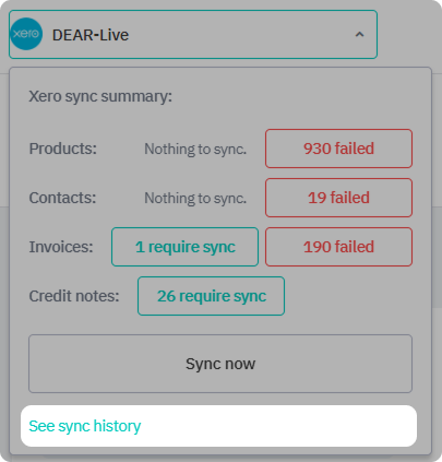 Open Xero sync history
