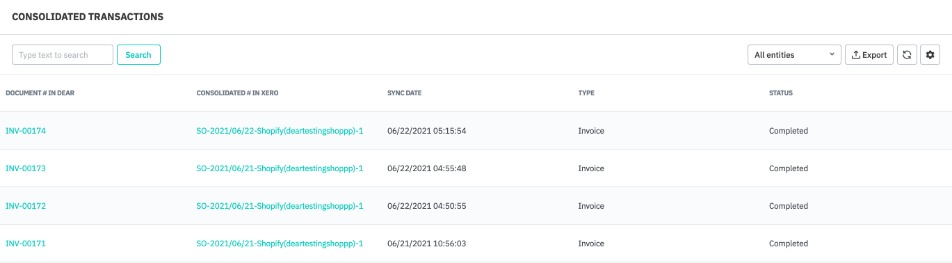 View consolidated transactions