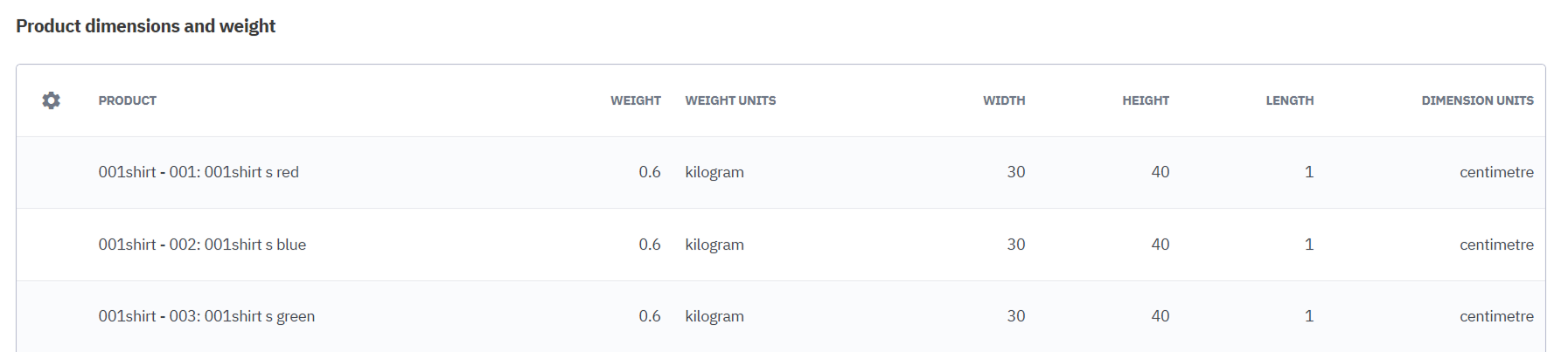 Add dimensions and weight to product family variations