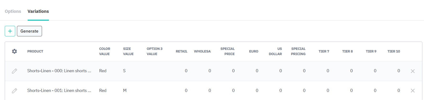 Generate product family variations